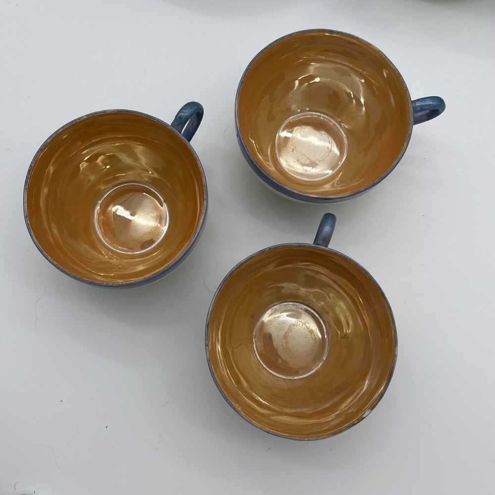 Vintage 1930s Japanese Lusterware Tea Set Hand Painted Clover Mark 18 Pc Lot - Picture 3 of 8
